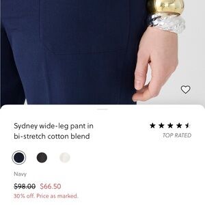 Sydney navy wide leg pant J.Crew (size 4) like new